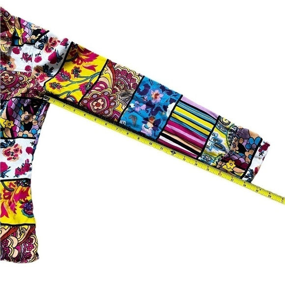 Boston Proper Mixed Print Boho Zip Front Jacket Top Patchwork Retro Style Size 2 - Picture 12 of 13